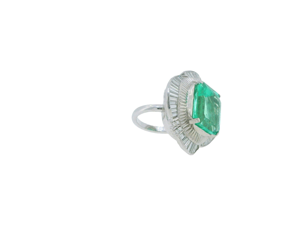 14.49-Carat Natural Emerald Ring with 2.86 CTW Diamond Accents in Platinum