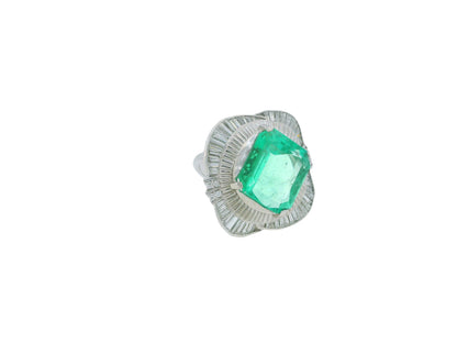 14.49-Carat Natural Emerald Ring with 2.86 CTW Diamond Accents in Platinum