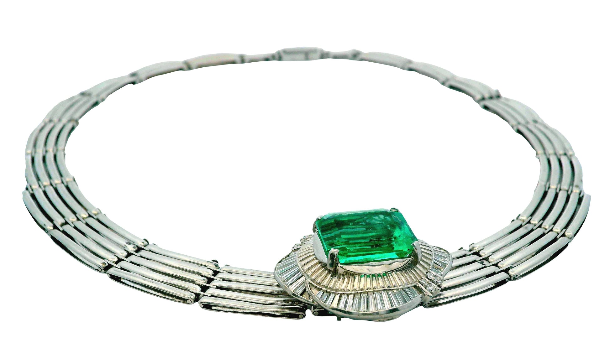 Platinum Emerald & Diamonds Necklace
