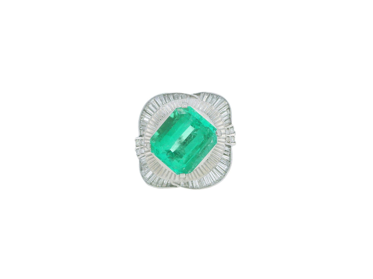 14.49-Carat Natural Emerald Ring with 2.86 CTW Diamond Accents in Platinum
