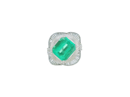 14.49-Carat Natural Emerald Ring with 2.86 CTW Diamond Accents in Platinum