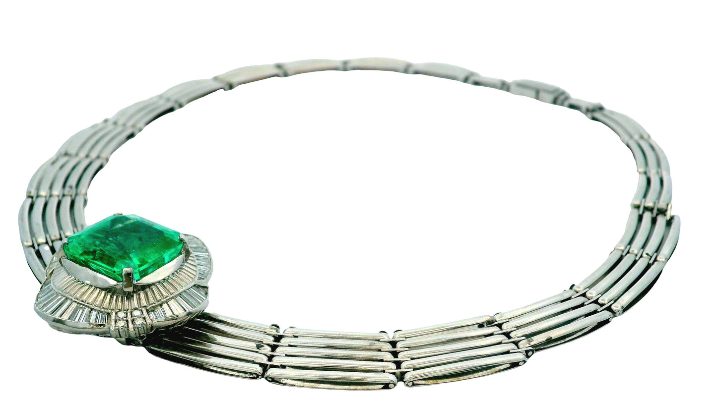 Platinum Emerald & Diamonds Necklace