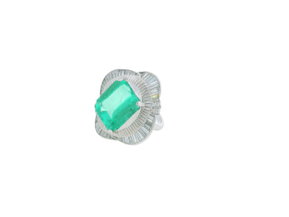 14.49-Carat Natural Emerald Ring with 2.86 CTW Diamond Accents in Platinum