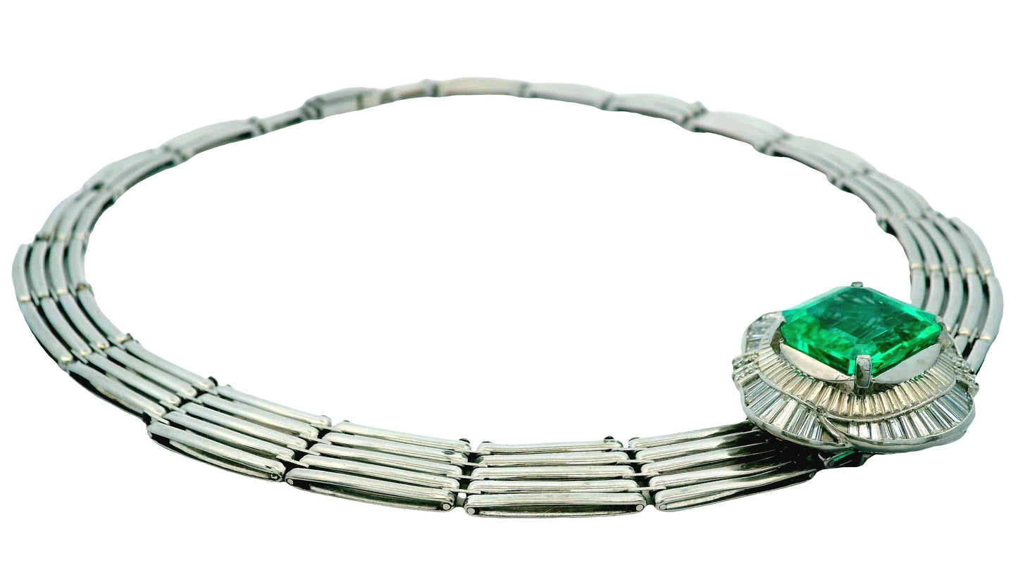 Platinum Emerald & Diamonds Necklace