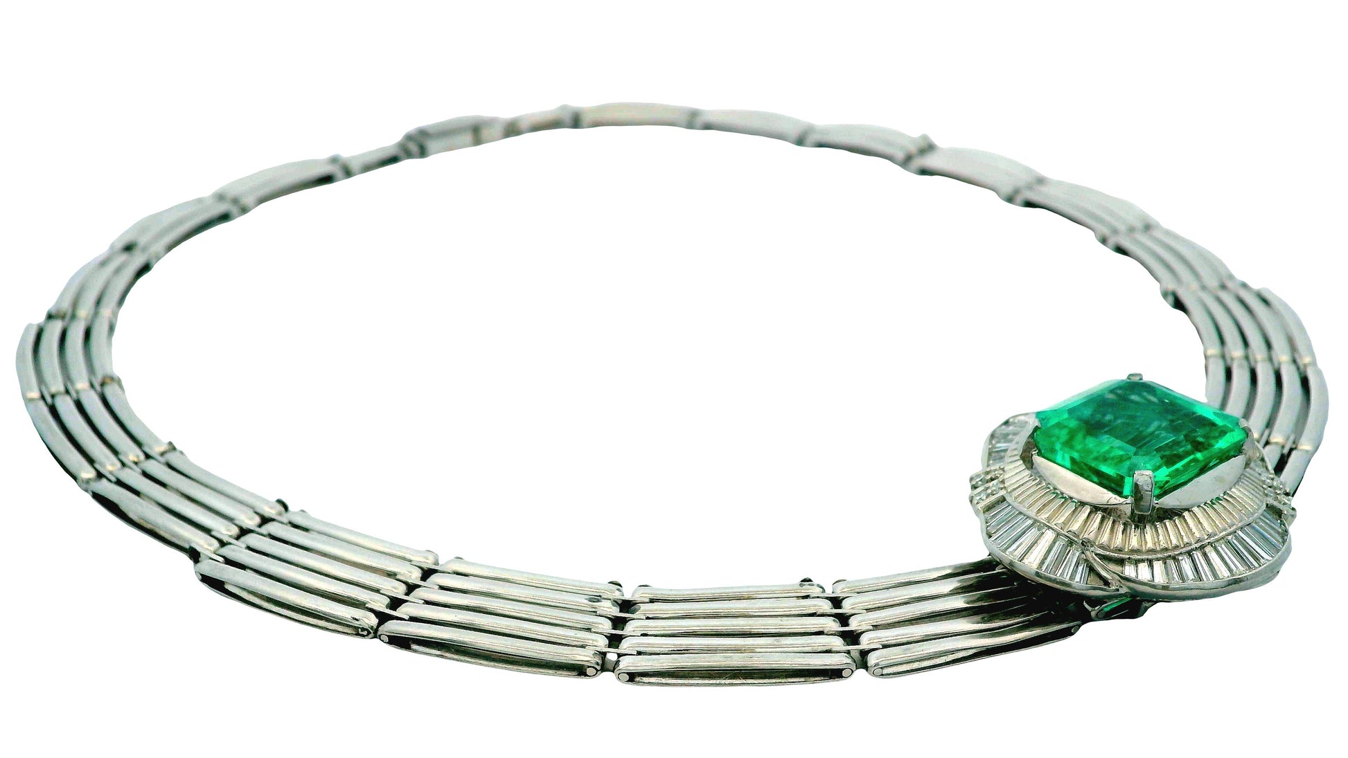 Platinum Emerald & Diamonds Necklace