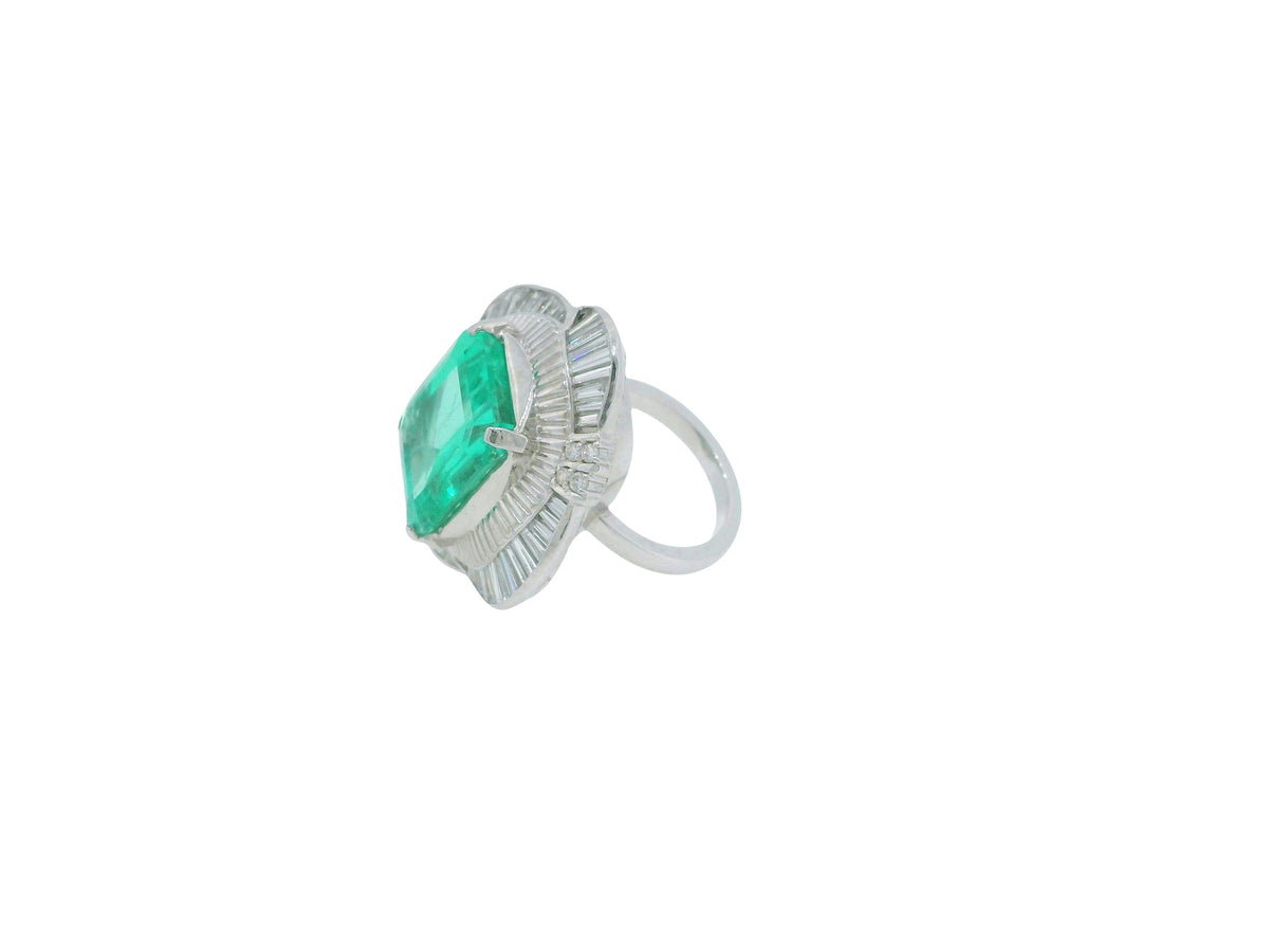 14.49-Carat Natural Emerald Ring with 2.86 CTW Diamond Accents in Platinum