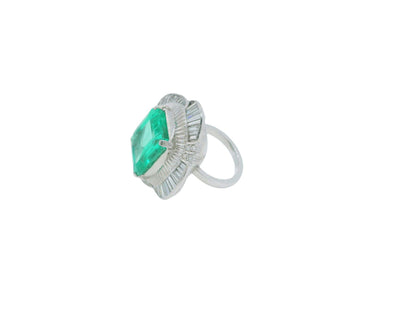 14.49-Carat Natural Emerald Ring with 2.86 CTW Diamond Accents in Platinum