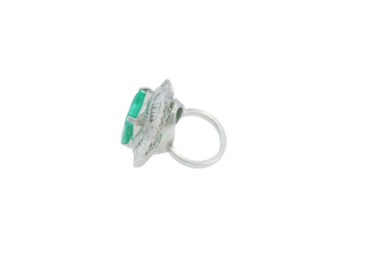 14.49-Carat Natural Emerald Ring with 2.86 CTW Diamond Accents in Platinum