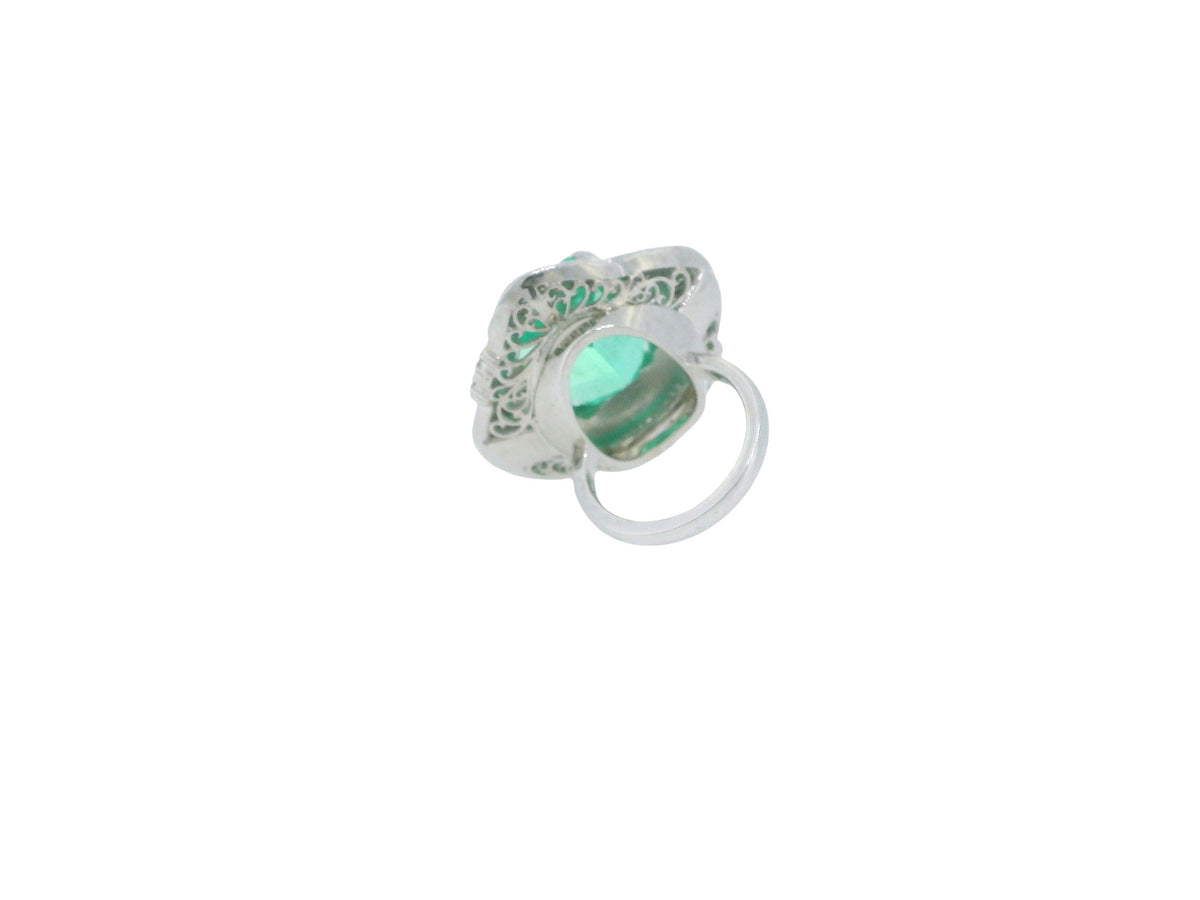 14.49-Carat Natural Emerald Ring with 2.86 CTW Diamond Accents in Platinum