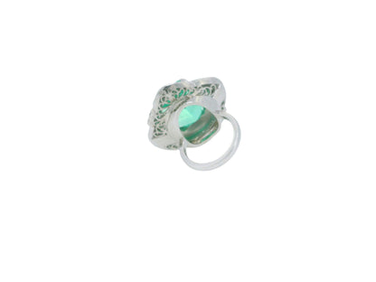 14.49-Carat Natural Emerald Ring with 2.86 CTW Diamond Accents in Platinum