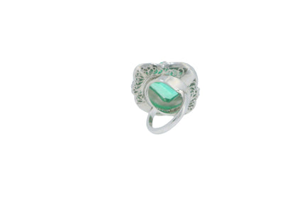 14.49-Carat Natural Emerald Ring with 2.86 CTW Diamond Accents in Platinum