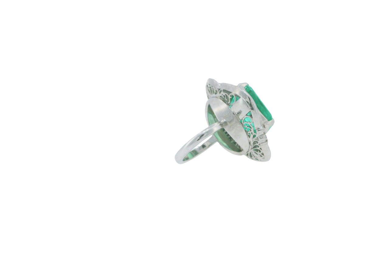 14.49-Carat Natural Emerald Ring with 2.86 CTW Diamond Accents in Platinum