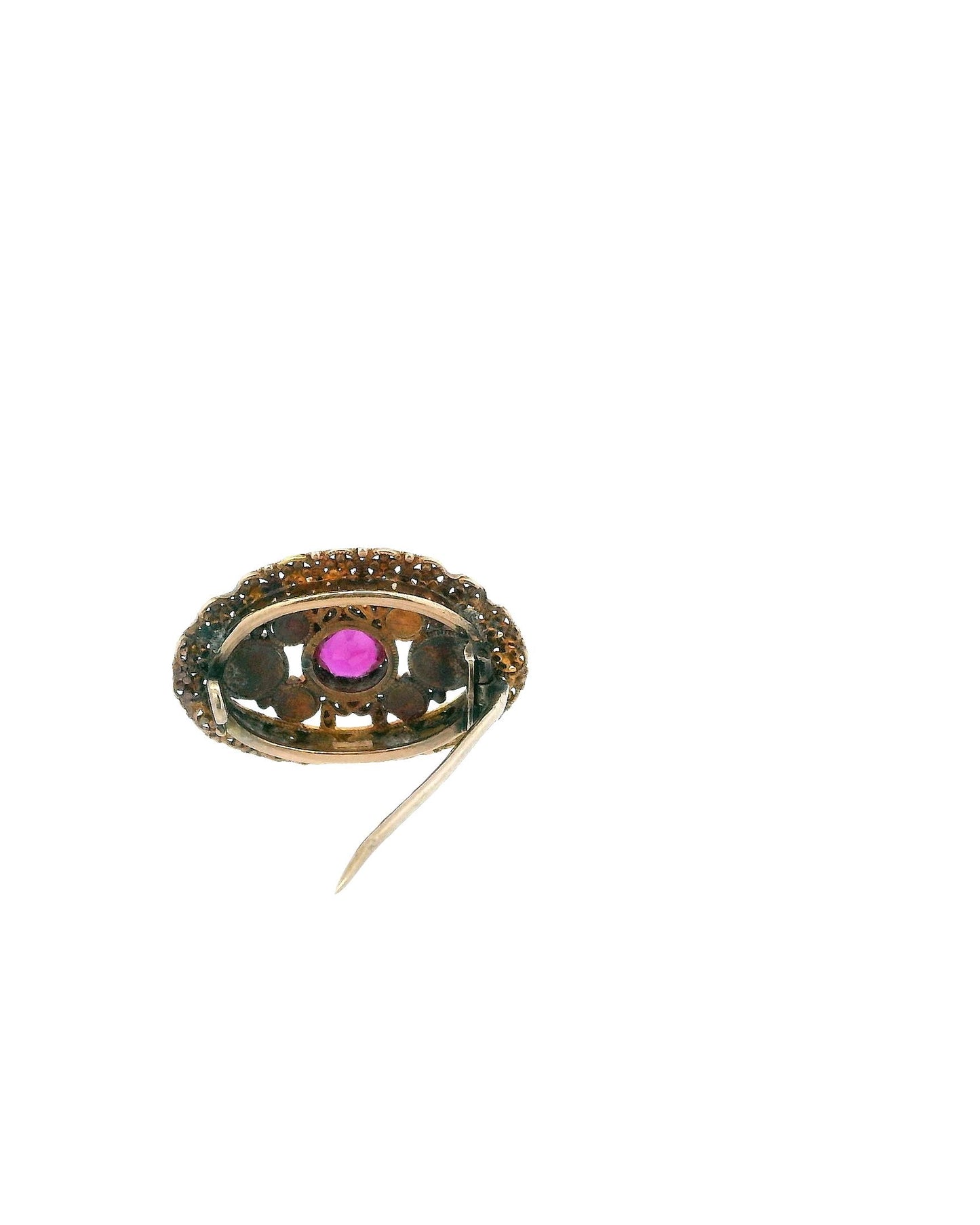 14K Gold Unheated Burma Ruby, Two Opal & Four Turquoise Brooch W/GIA Certificate