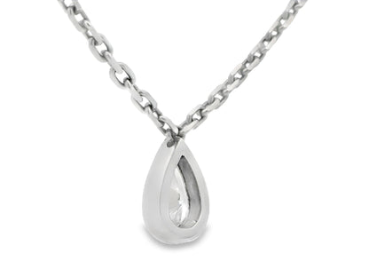 18K White Gold Pear Shape Diamond Solitaire Pendant