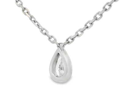 18K White Gold Pear Shape Diamond Solitaire Pendant