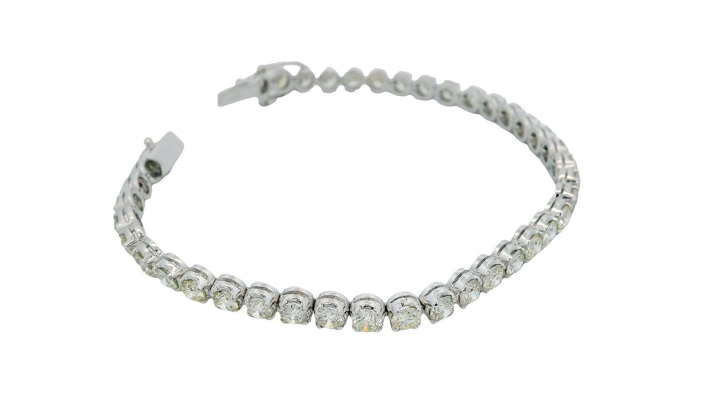 Platinum Line Bracelet With 6.8Ct Diamond