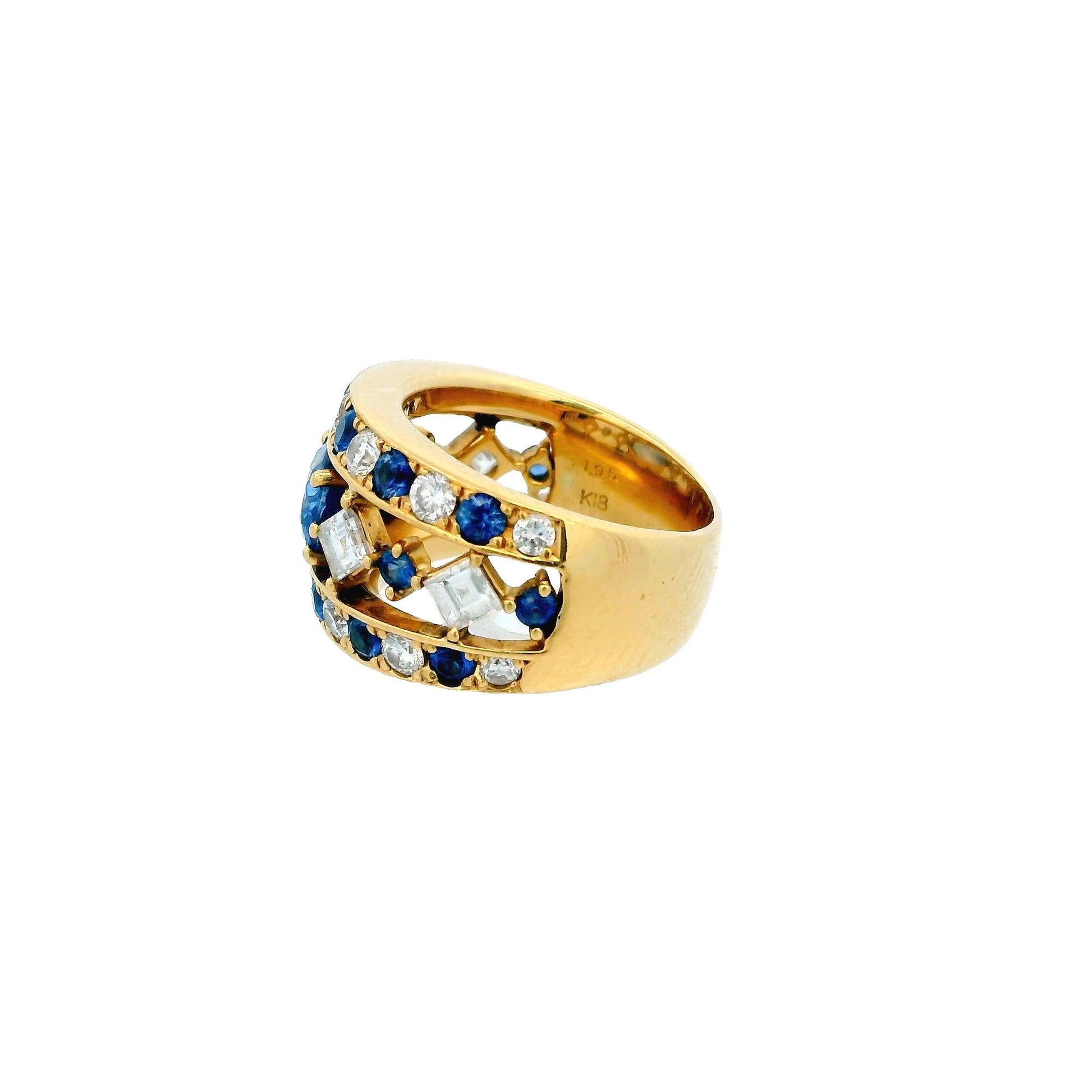 Estate 18KT Yellow Gold Sapphire And Diamond Ring