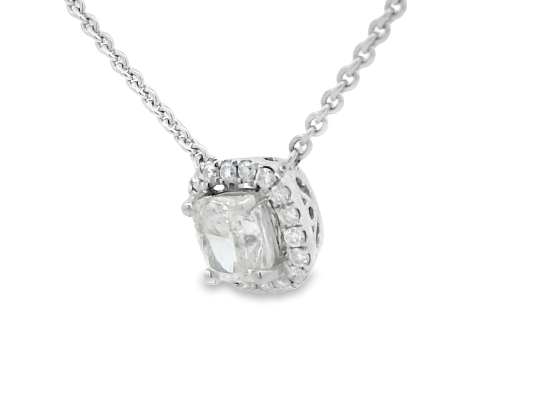 Cushion-Cut Diamond in 18K White Gold GIA Certified Pendant Necklace