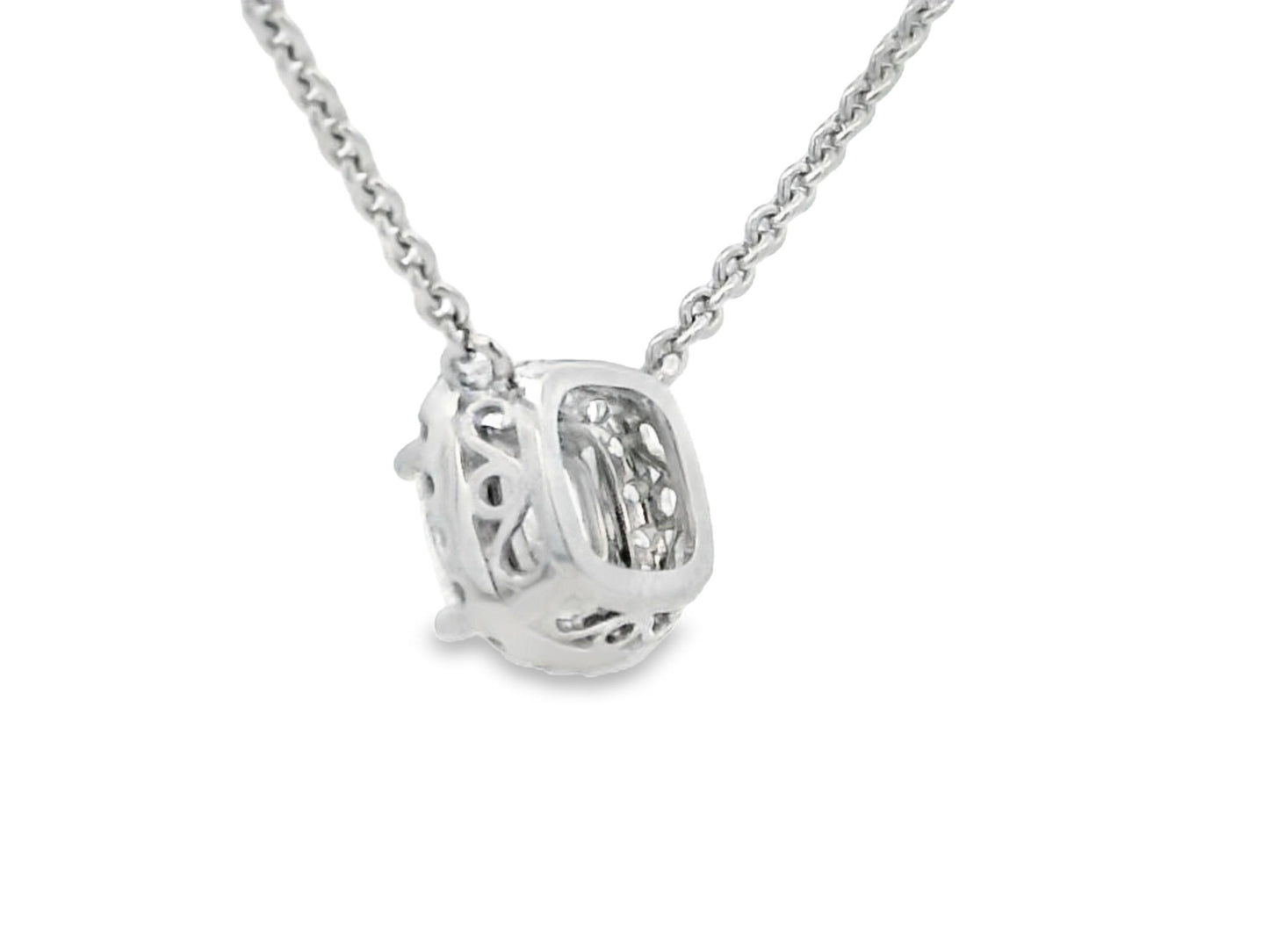 Cushion-Cut Diamond in 18K White Gold GIA Certified Pendant Necklace