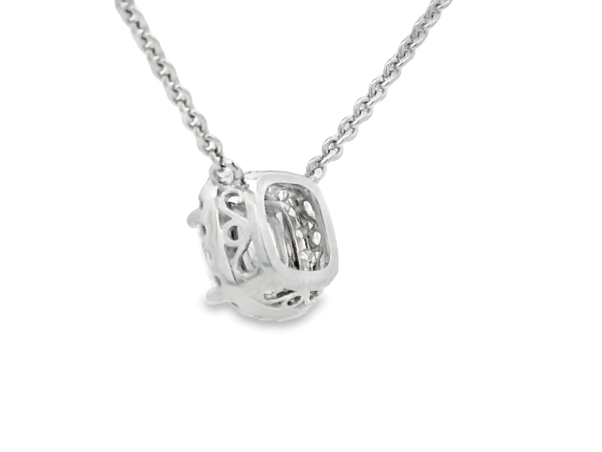Cushion-Cut Diamond in 18K White Gold GIA Certified Pendant Necklace