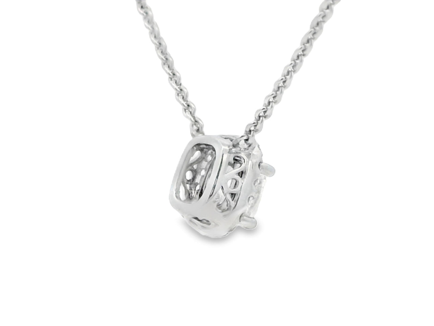 Cushion-Cut Diamond in 18K White Gold GIA Certified Pendant Necklace