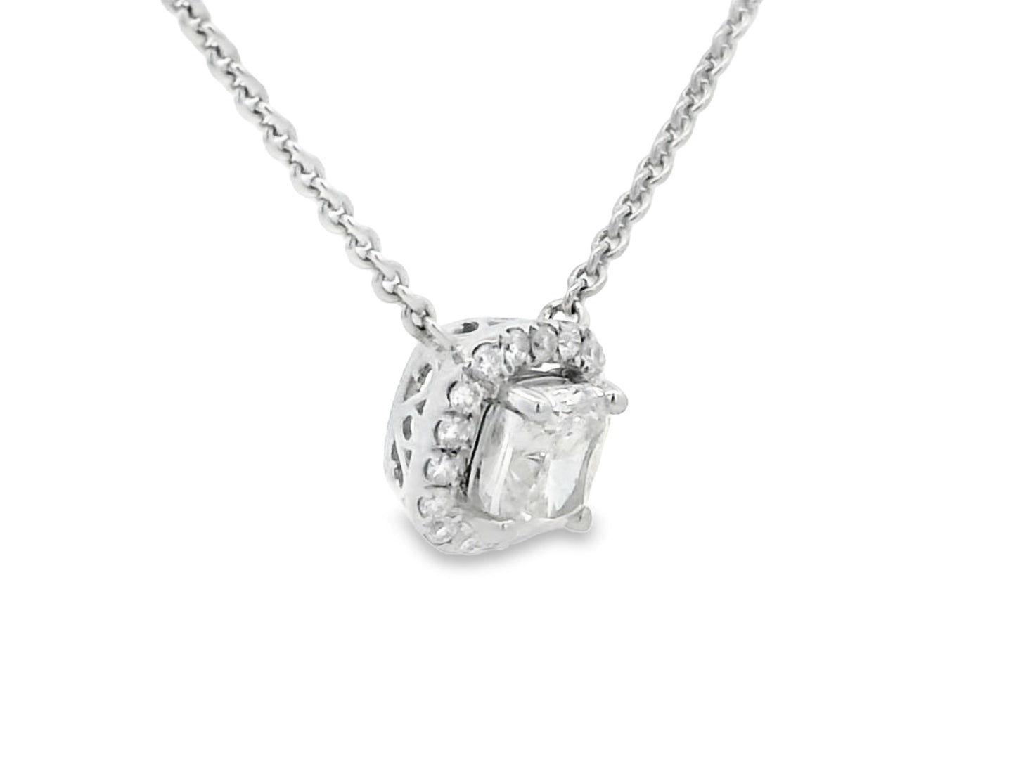 Cushion-Cut Diamond in 18K White Gold GIA Certified Pendant Necklace