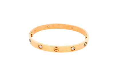 Cartier Love Bracelet with Screwdriver Size '18' 18K Rose Diamond Pouch & Papers