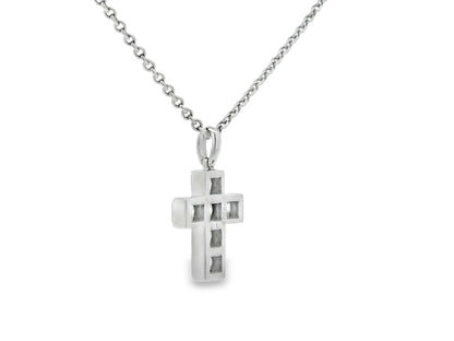 Cartier Platinum Diamond Cross Pendant on a Platinum Necklace W/Papers