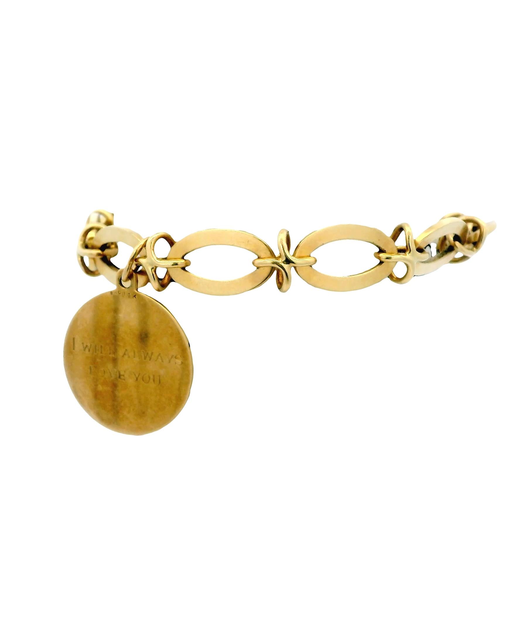 Articulated Clown, Shoes & Disc 14K Charm Bracelet
