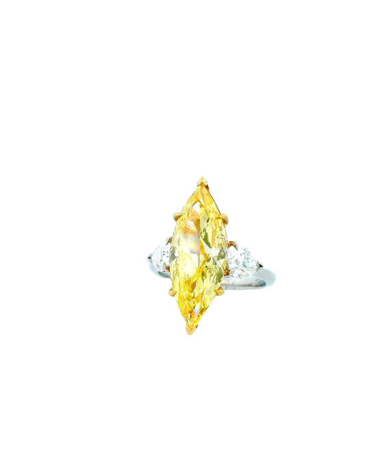5ct Fancy Intense Yellow Marquise Cut Diamond Ring