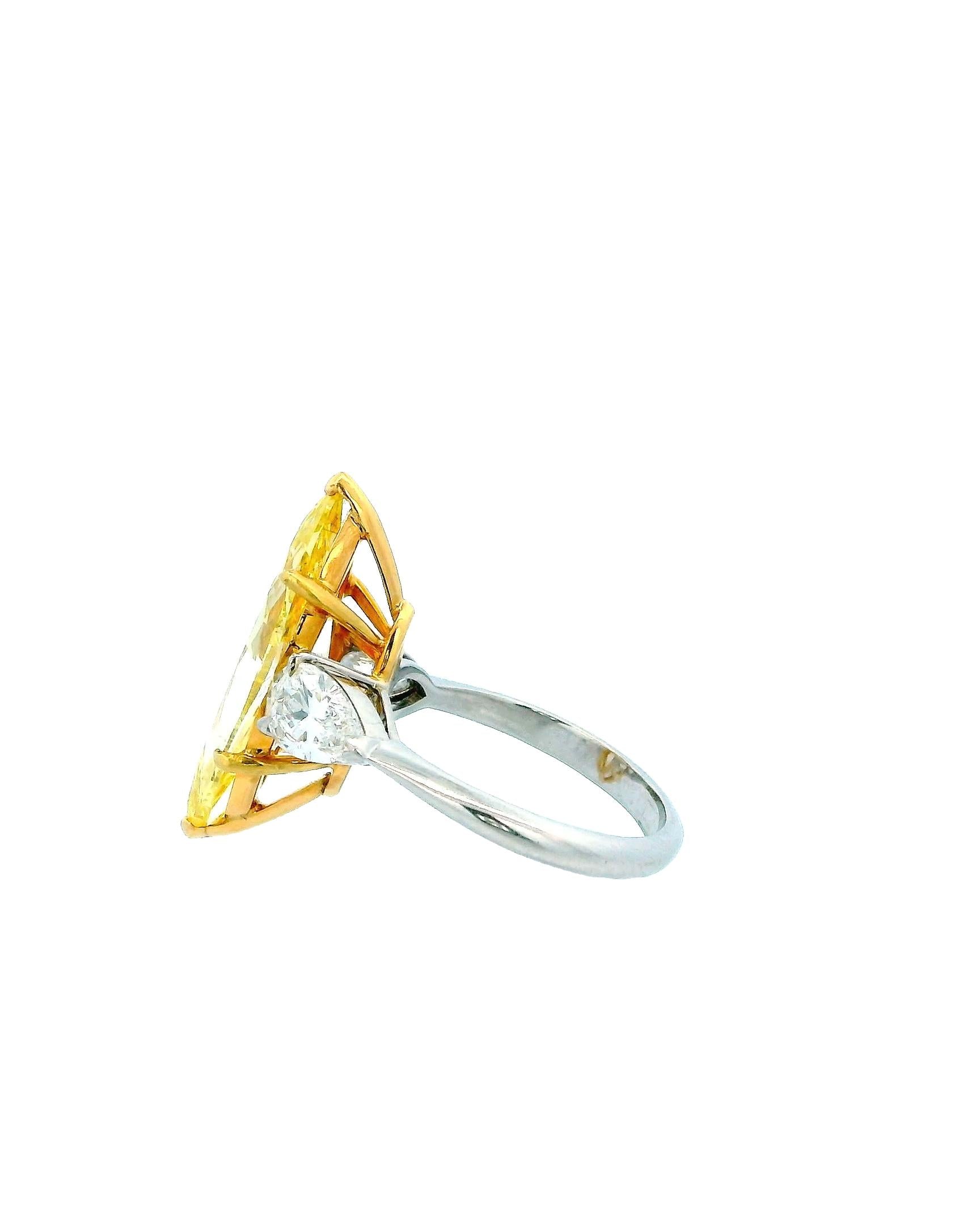 5ct Fancy Intense Yellow Marquise Cut Diamond Ring
