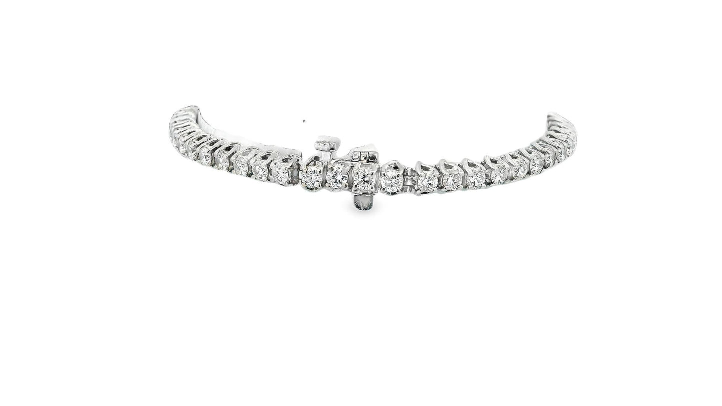 14K White Gold Tennis Bracelet 4 Ct Diamond.