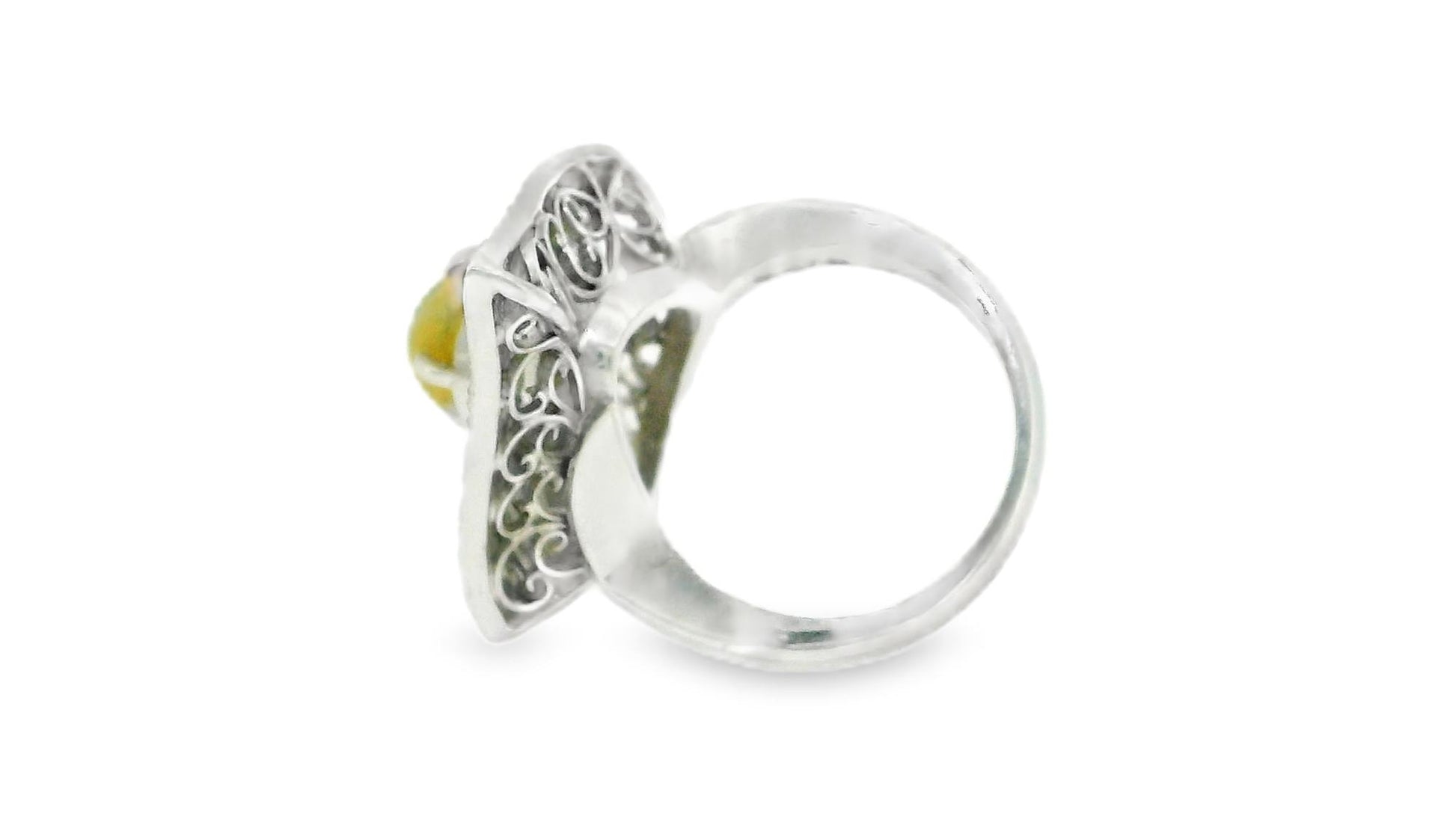 Platinum Top Pave With Cat's Eye Center Ring