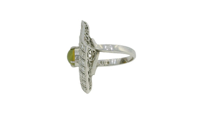 Platinum Top Pave With Cat's Eye Center Ring