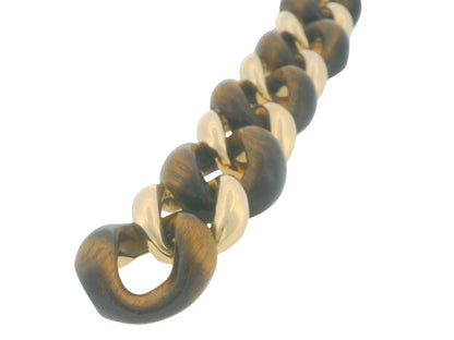 Seaman Shepps 18k Yellow Gold & Tiger-eye Curb Link Vintage Bracelet