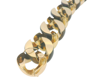 Seaman Shepps 18k Yellow Gold & Tiger-eye Curb Link Vintage Bracelet