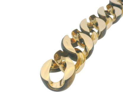 Seaman Shepps 18k Yellow Gold & Tiger-eye Curb Link Vintage Bracelet