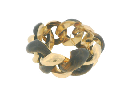 Seaman Shepps 18k Yellow Gold & Tiger-eye Curb Link Vintage Bracelet