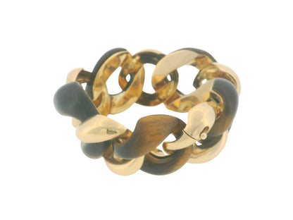 Seaman Shepps 18k Yellow Gold & Tiger-eye Curb Link Vintage Bracelet