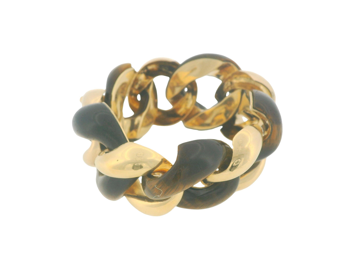 Seaman Shepps 18k Yellow Gold & Tiger-eye Curb Link Vintage Bracelet