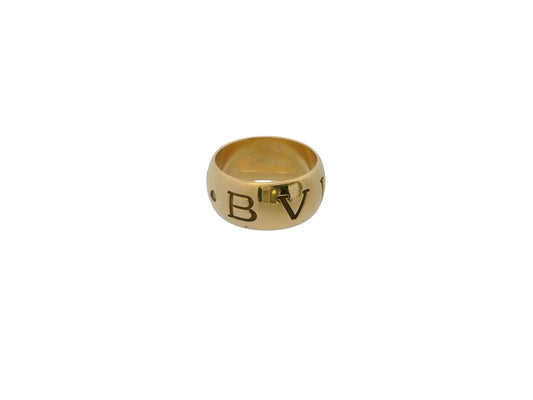 Bvlgari Signature Monologo Wide 18k Yellow Gold Ring