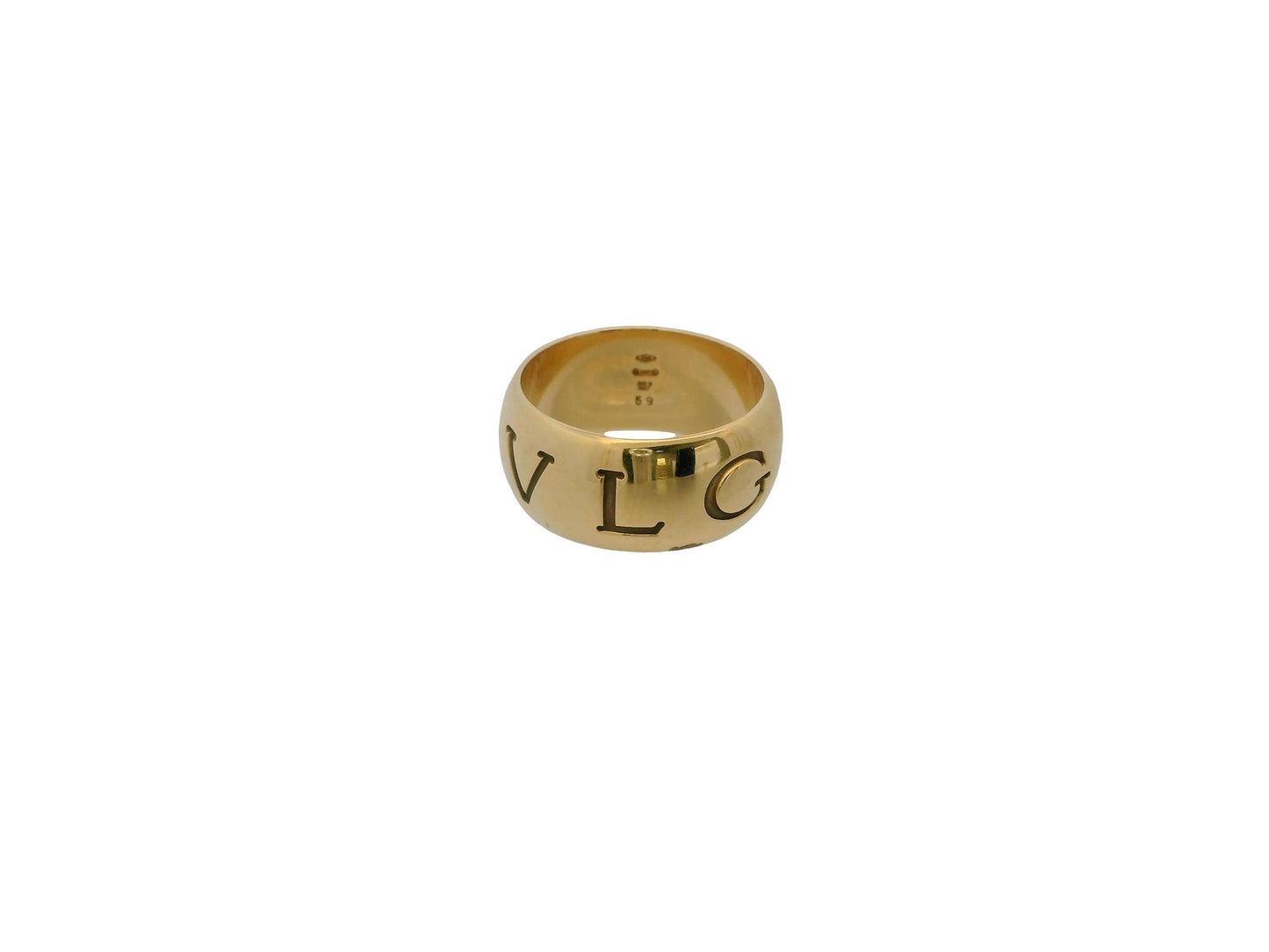 Bvlgari Signature Monologo Wide 18k Yellow Gold Ring