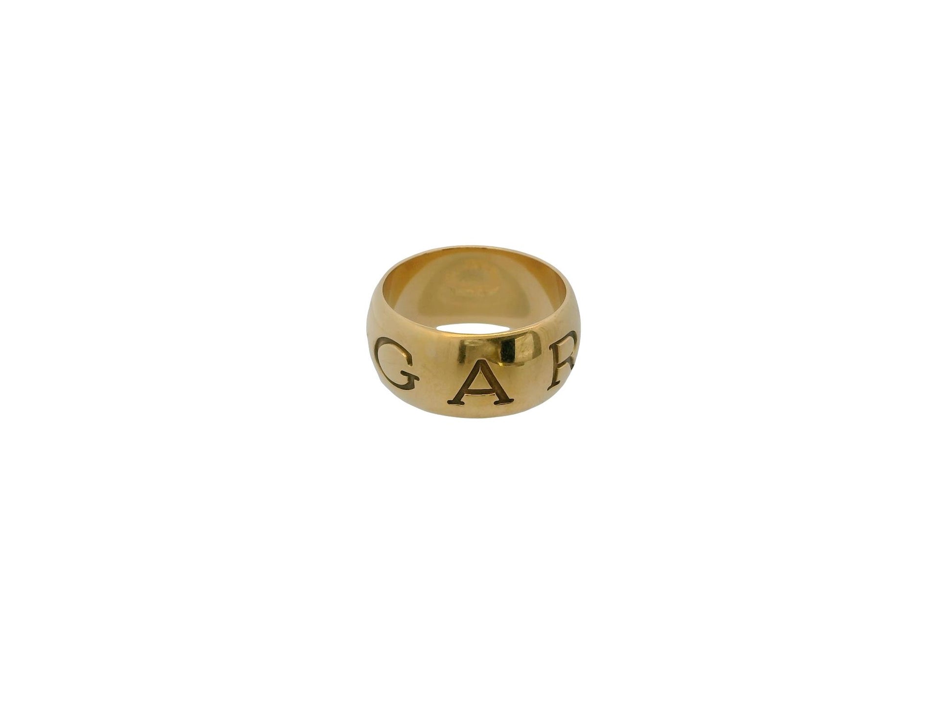 Bvlgari Signature Monologo Wide 18k Yellow Gold Ring