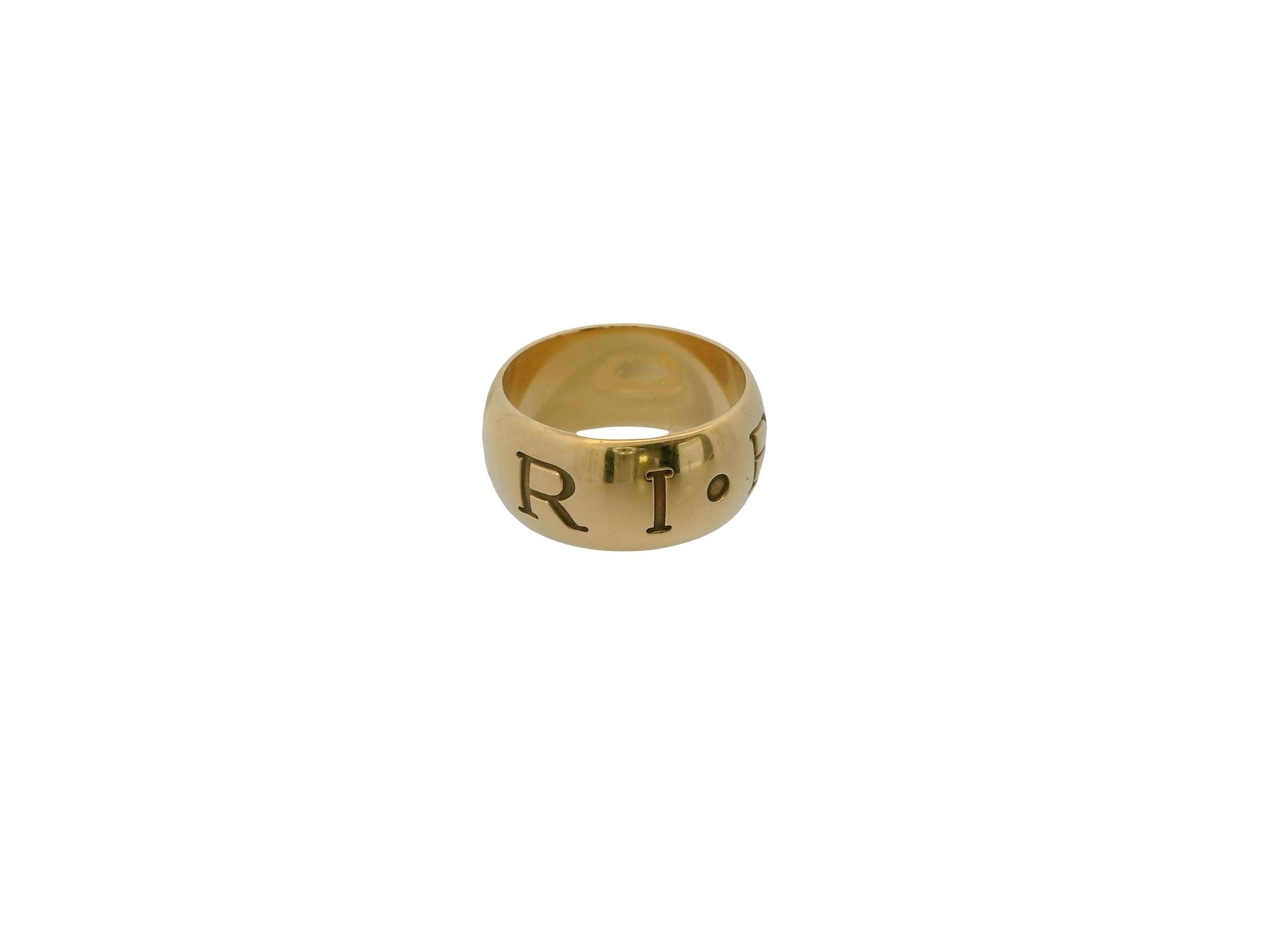 Bvlgari Signature Monologo Wide 18k Yellow Gold Ring
