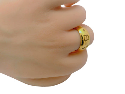 Bvlgari Signature Monologo Wide 18k Yellow Gold Ring