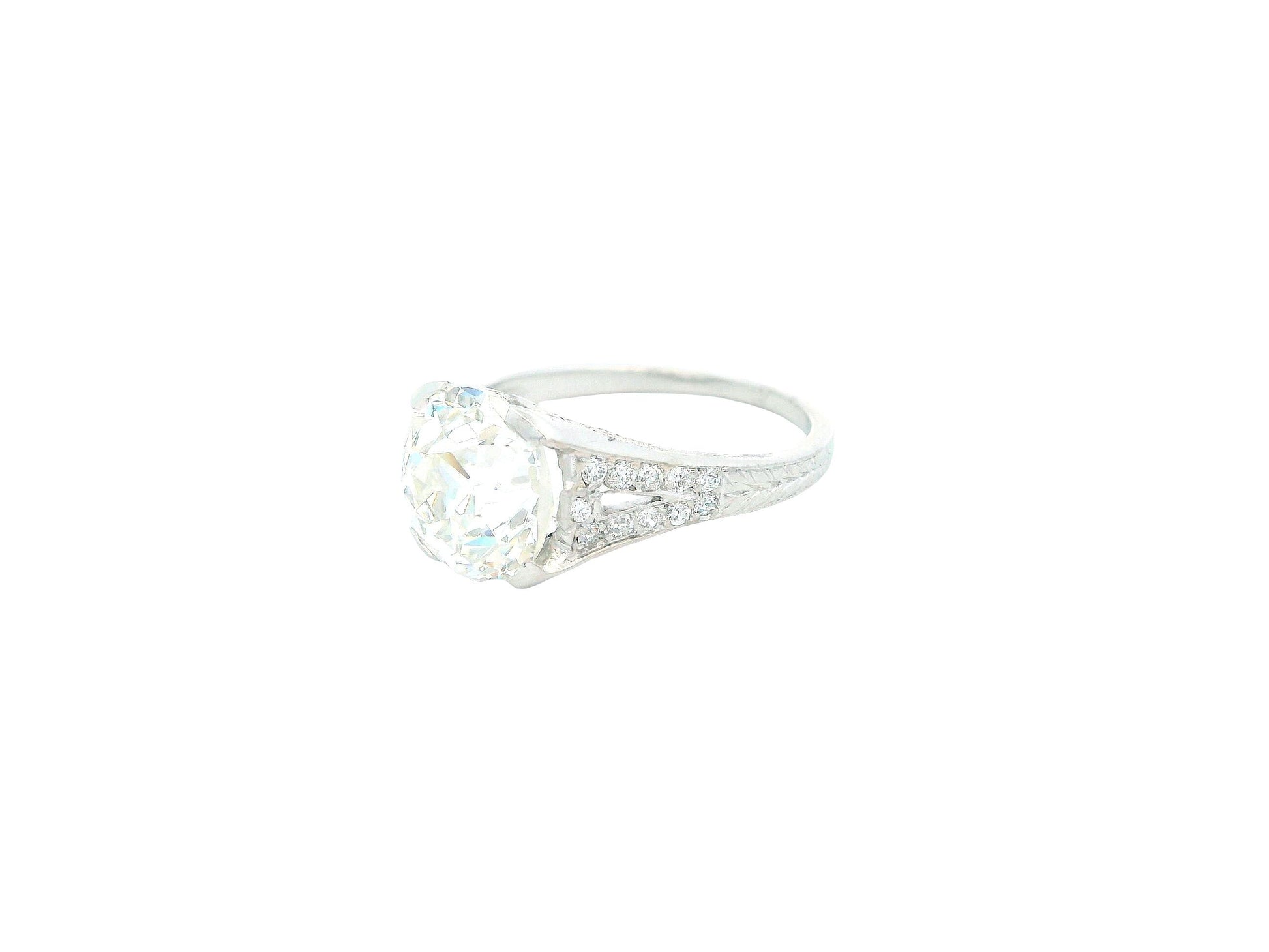 Tiffany & Co, Platinum Engagement Ring 3.03 Ct OMB W/GIA