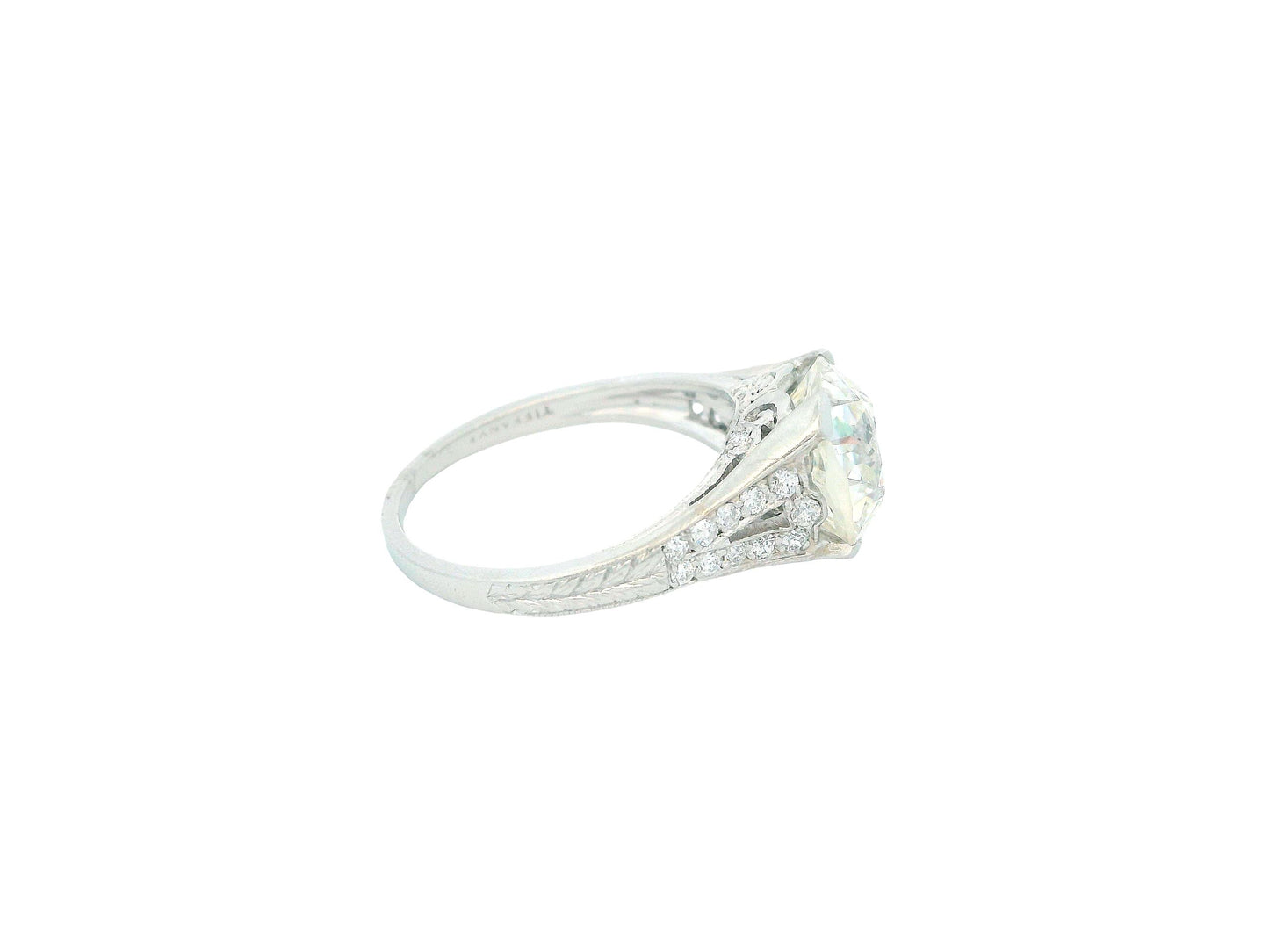 Tiffany & Co, Platinum Engagement Ring 3.03 Ct OMB W/GIA