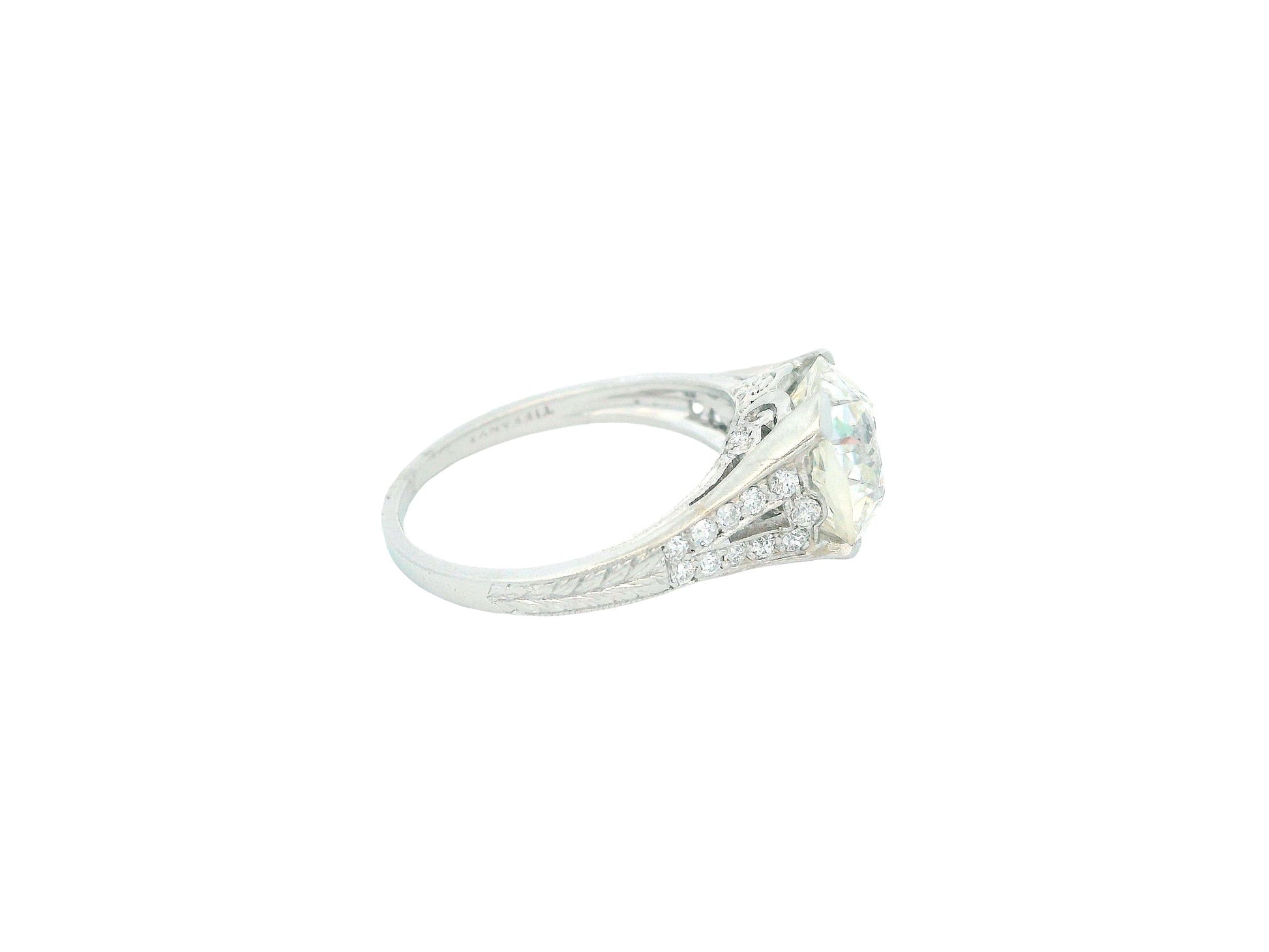 Tiffany & Co, Platinum Engagement Ring 3.03 Ct OMB W/GIA