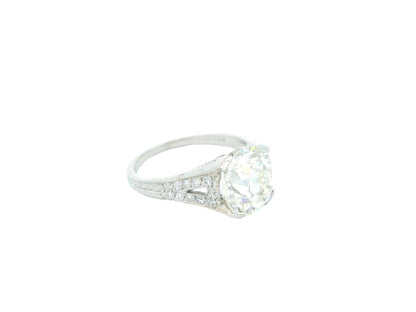 Tiffany & Co, Platinum Engagement Ring 3.03 Ct OMB W/GIA
