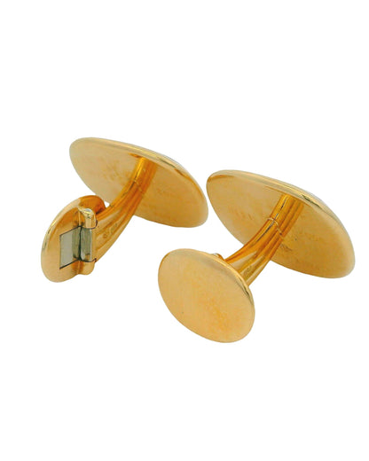 Patek Philippe 9002 18K Yellow Gold and Enamel Calatrava Ellipse Cufflinks